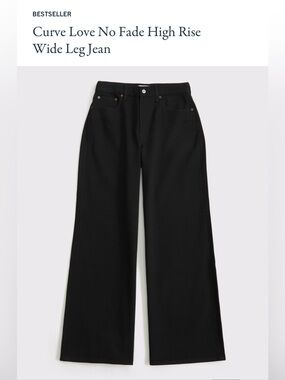 Abercrombie Curve Love High Rise Wide Leg Jean - Black